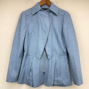 ETCETERA size 4 Women’s Blue Boucle Wool Blend Full Zip Tailored Blazer Jacket